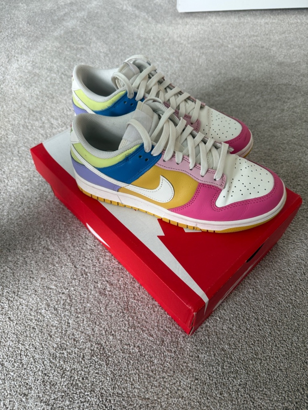 Nike Dunk Low Pastel Pink Blue Yellow Sneakers